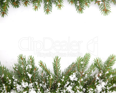 Christmas framework with snow isolated on white background