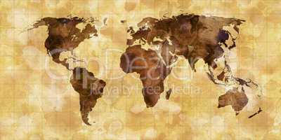 grunge stained map of the world
