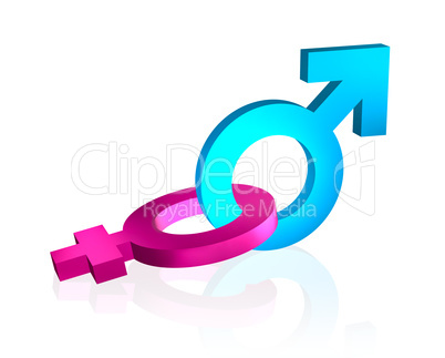 bounded gender signs 3d on white