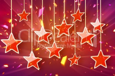 red hanging stars and bokeh lights