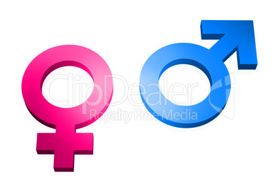 gender signs 3d on white
