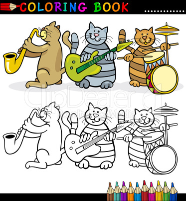 Cats Band for Coloring Book or Page