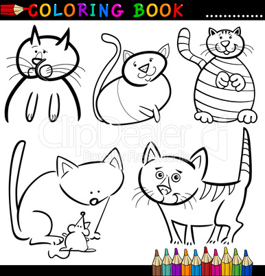 Cartoon Cats for Coloring Book or Page