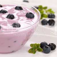 Joghurt mit frischen Heidelbeeren
