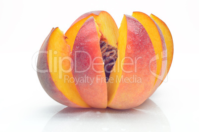 peach slices on a white background