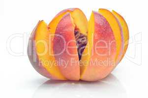 peach slices on a white background