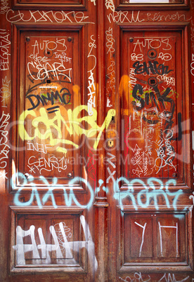 Door with graffiti