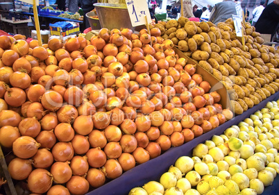 Organic Onion And Potatoes At The Turkish Street Market