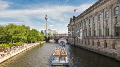 Berlin Mitte City Spree with Speed Boats in 1080p HD
