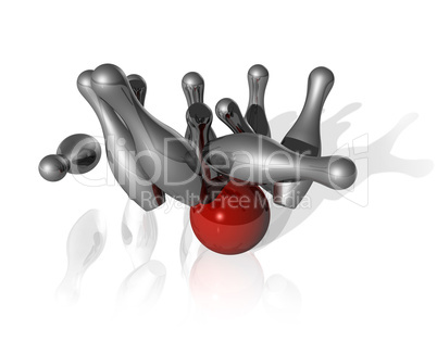 3D bowling strike