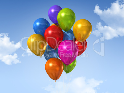 colored balloons on a blue sky