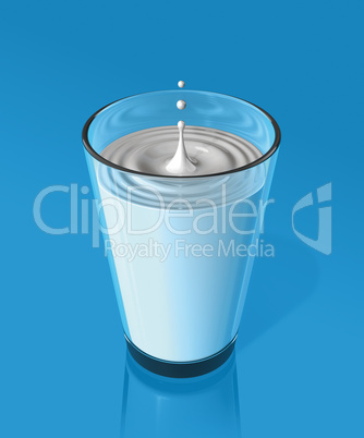 drop of milk and ripple in a milk glass