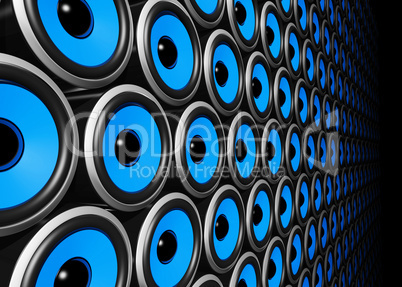 blue speakers wall