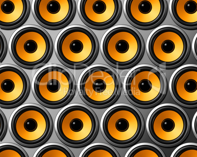 orange speakers wall