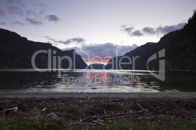 evening view over fjord in norway