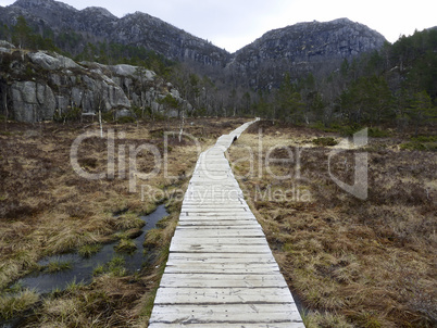 wooden track in rural landscape