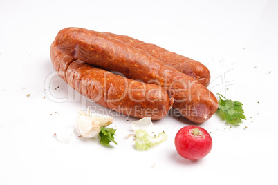 Sausages with fresh vegetables