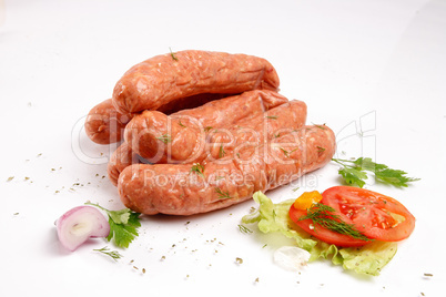 Sausages with fresh vegetables