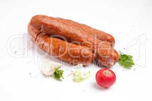 Sausages with fresh vegetables