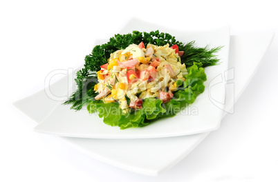 a salad of corn and Chinese cabbage