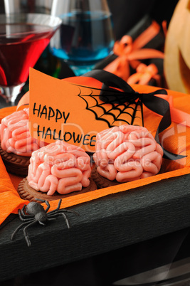 cookies with marzipan brains for Halloween