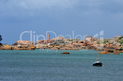 Perros Guirec, the lighthouse of Ploumanac h in Brittany