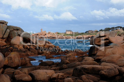 Perros Guirec, the lighthouse of Ploumanac h in Brittany