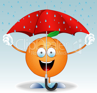 Orange under an umbrella
