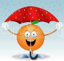 Orange under an umbrella