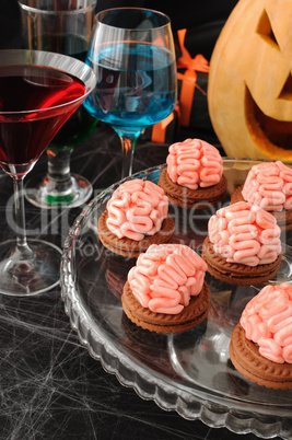 cookies with marzipan brains for Halloween