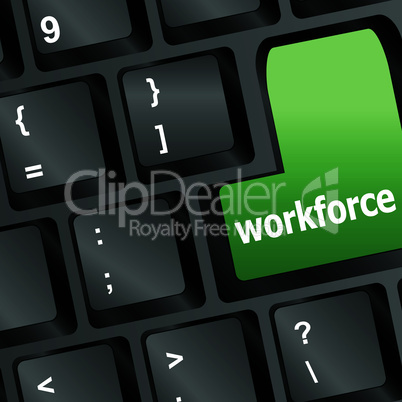 Workforce keys on keyboard - business concept - vector