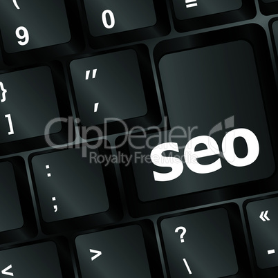 SEO button on the keyboard. Business concept. Vector