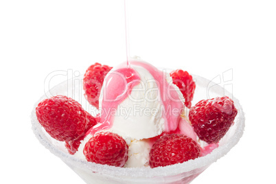 Ice Cream with Raspberries