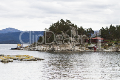 house at coastline on small island