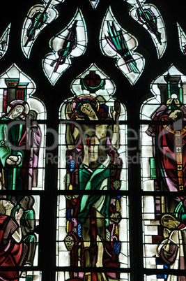 France, stained glass window in Poissy collegiate church