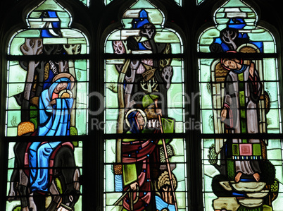 France, stained glass window in Poissy collegiate church