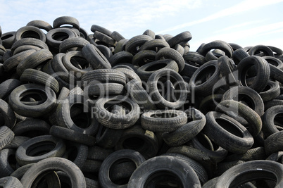 a pile of waste tires in Arthies in Ile de France