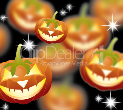 Halloween pumpkins, Jack of the Lantern on night background,