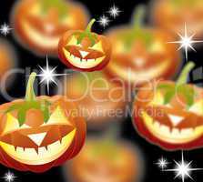 Halloween pumpkins, Jack of the Lantern on night background,