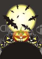 Halloween pumpkins, Jack of the Lantern on night background with a moon