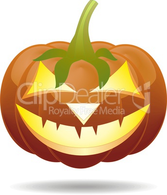 Scary Jack O Lantern halloween pumpkin with candle light inside