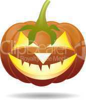 Scary Jack O Lantern halloween pumpkin with candle light inside