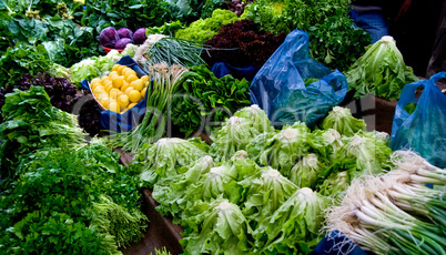 Fresh Organic Vegetables At A Street Market In Istanbul, Turkey.