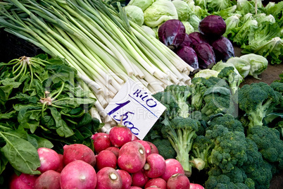 Fresh Organic Vegetables At A Street Market In Istanbul, Turkey.