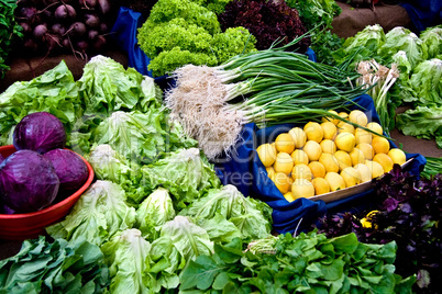 Fresh Organic Vegetables At A Street Market In Istanbul, Turkey.