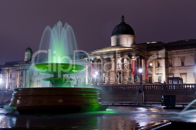 fountain and national gallery illuminated