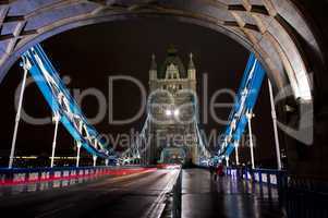 on the tower bridge by night
