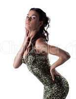 Pretty sensual woman posing in fashion dress