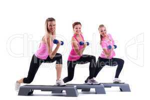 group training instructors with dumbbells