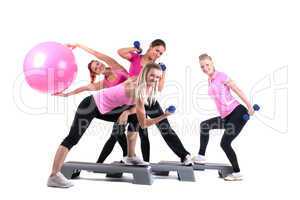 group of fitness instructors with accesories